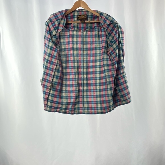 Vintage Eddie Bauer Plaid Cotton Blazer‎ Jacket In Multi Size Small - Picture 3 of 7